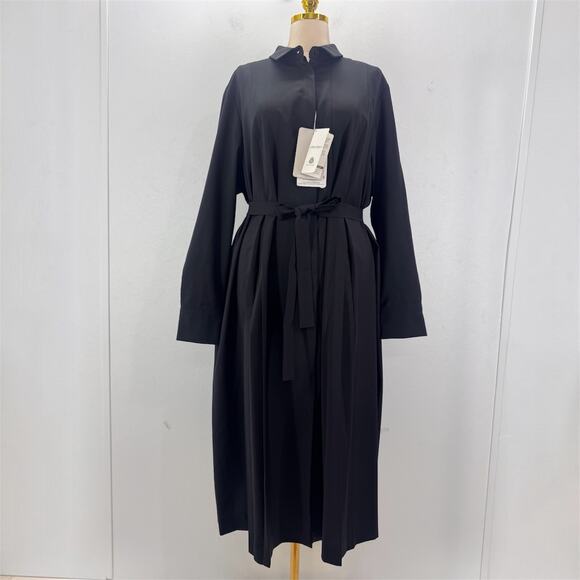 Marina Rinaldi Dresses & Skirts - NWT Marina Rinaldi Black Virgin Wool Shirt Dress Belted US 20 Neutral Minimalist